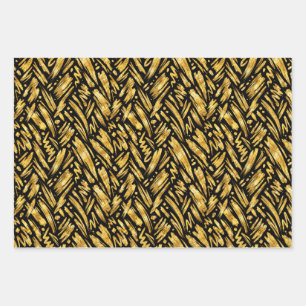 Gold Foil Abstract Pattern Wrapping Paper Sheet