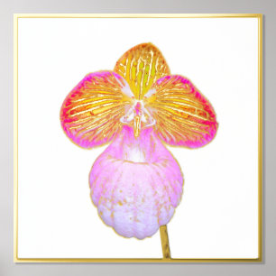 Gold Foil Accent of Red Moon Orchid Print 