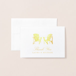 Gold Foil Adirondack Beach Chairs   Wedding Foil Card