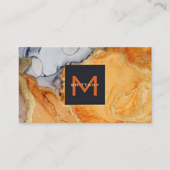 Gold Foil Amber Grey Black Custom DIY Business Card (Front)