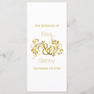 Gold foil ampersand and scroll wedding program programme