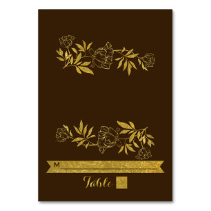 Gold foil ampersand & scroll wedding escort card