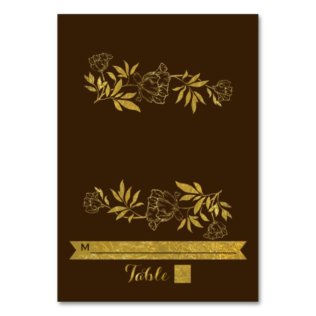 Gold foil ampersand & scroll wedding escort card (Front)