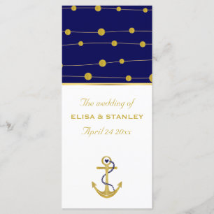 Gold foil anchor nautical wedding program programme