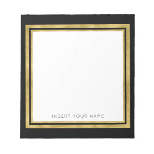 Gold Foil and Black Personalised Notepad 5.5" x 6"
