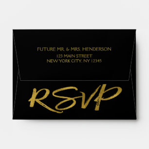 Gold Foil and Black RSVP Envelopes