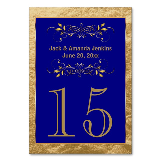 Gold Foil and Blue - Table Number (Front)