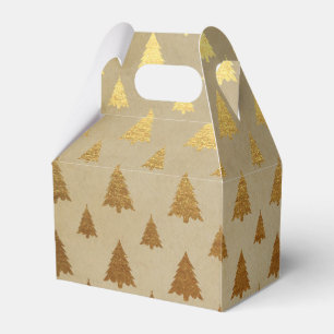 Gold Foil and Kraft Paper Rustic Christmas Tree Favour Box
