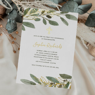 Gold Foil and Olive Leaves First Holy Communion