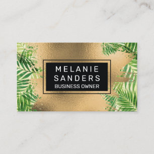 Gold Foil and Palm Leaves Business Card