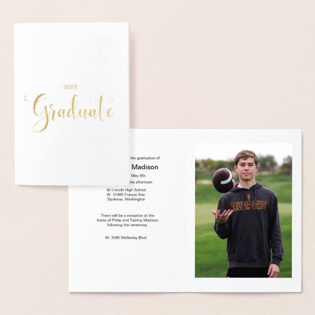 Gold Foil and Photo Graduation Announcement (Display)