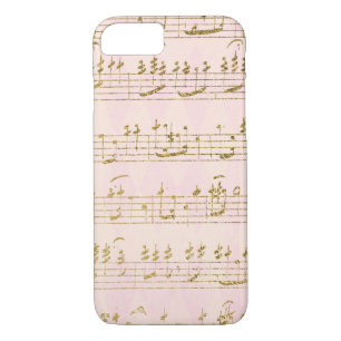 Gold Foil and Rose Gold Musical Notes Pattern iPhone 8/7 Case