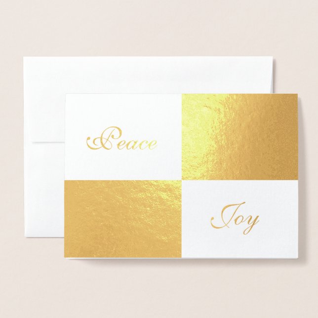 Gold Foil and White Rectangles Happy New Year Foil Card (Front With Envelope)