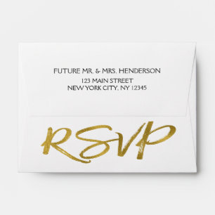 Gold Foil and White RSVP Envelope