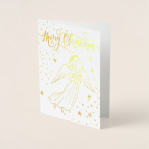 gold foil angel Merry Christmas card