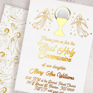 gold foil angels catholic Host First Communion