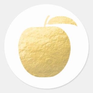 Gold Foil Apple Classic Round Sticker