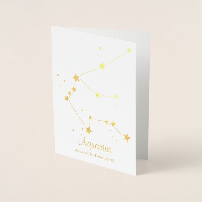 Gold Foil Aquarius Zodiac Sign Constellation Foil Card (Front)