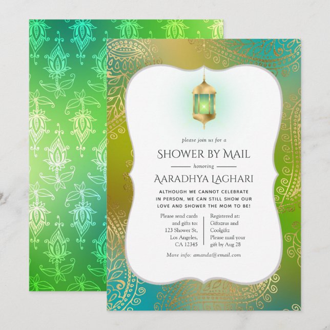 Gold Foil Arabian Bollywood Shower by Mail Invitation (Front/Back)