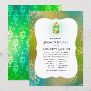 Gold Foil Arabian Bollywood Shower by Mail Invitation