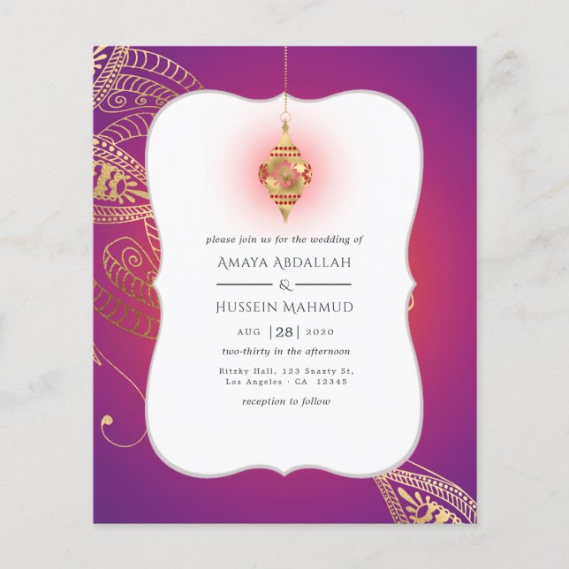 Gold Foil Arabian Bollywood Wedding Flyer (Front)