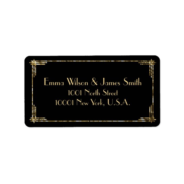 Gold Foil Art Deco Great Gatsby Address Labels (Front)