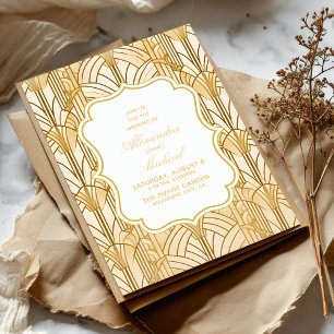  Gold Foil Art Deco Wedding Invitation