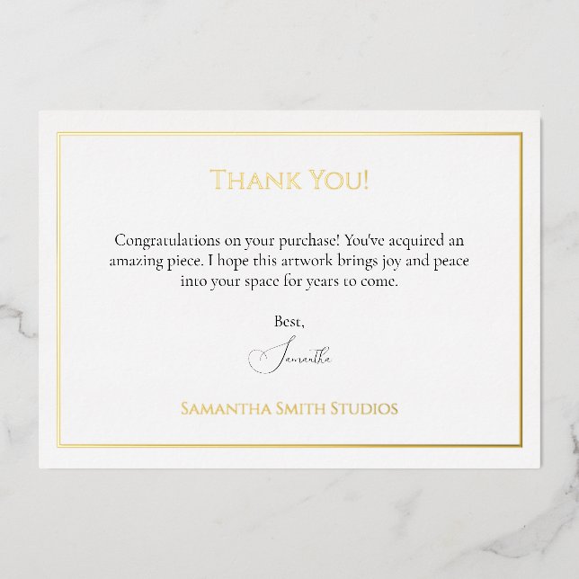 Gold Foil Art Sale Thank You Card Template (Front)