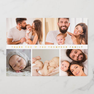 Gold Foil Baby Photo Collage Custom thank you