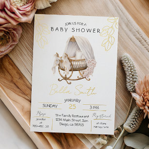 Gold Foil Baby Shower Elegant Script Cradle