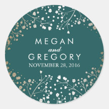 Gold Foil Baby's Breath Teal Wedding