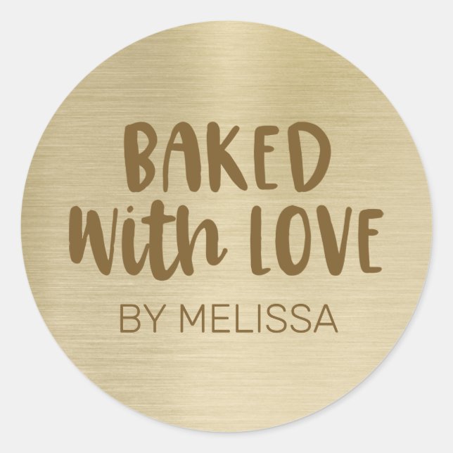 Gold Foil Baked With Love Sticker (Front)