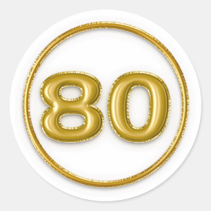 Gold Foil Balloon Number 80 Typography Birthday Classic Round Sticker