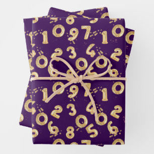  Gold Foil Balloon Numbers Birthday Wrapping Paper Sheet