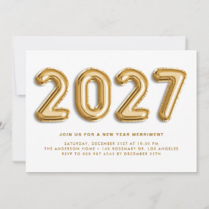 Gold Foil Balloons 2026 New Year's Eve Party Invitation