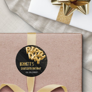 Gold Foil Balloons Birthday Classic Round Sticker