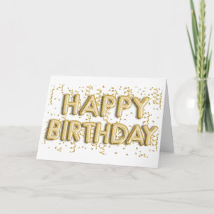 Gold Foil Balloons Happy Birthday Card
