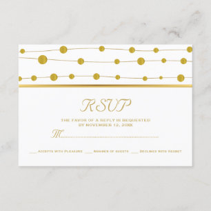 Gold foil beads and stripe modern wedding RSVP