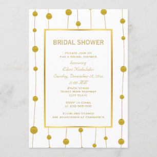 Gold foil beads modern wedding bridal shower invitation
