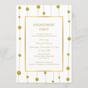 Gold foil beads modern wedding engagement party invitation