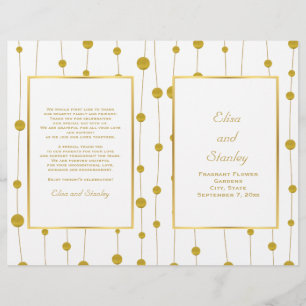 Gold foil beads modern wedding folded program