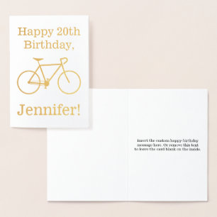 Gold Foil Bicycle Silhouette + Happy Birthday Card