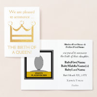 Gold Foil "BIRTH OF A QUEEN!" Baby Announcement