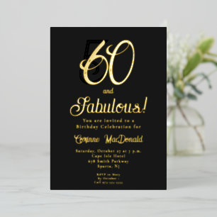 Gold Foil Black 60 &Fabulous 60th Birthday Party