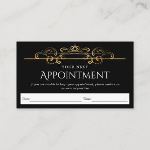 Gold Foil Black Classic Vintage Swirls Custom App Appointment Card