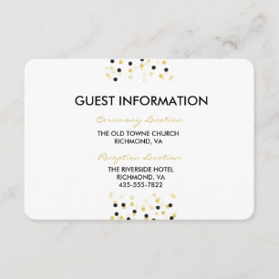 Gold Foil & Black Confetti Dots Wedding Info Card