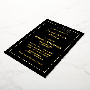 Gold Foil Black Graduation Invitation Framed