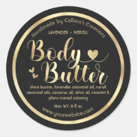 Gold Foil Black Hearts Border Shea Body Butter
