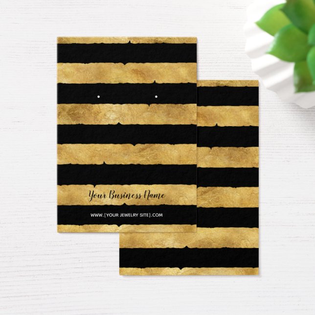 Gold Foil Black Stripes Earring Display Cards (Desk)
