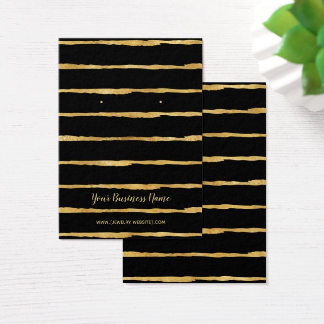 Gold Foil Black Stripes Earring Display Cards (Desk)